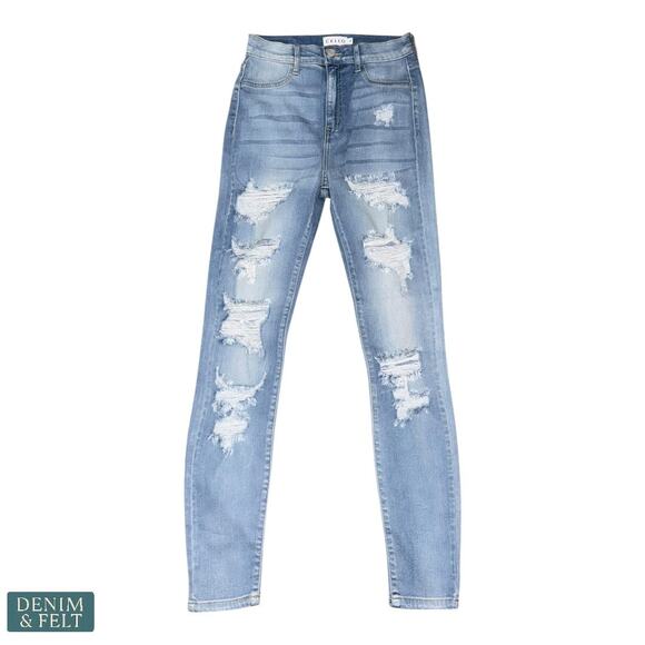 Cello High Rise Distressed Skinny Jeans Women’s Size 7 Light Wash Blue Denim - Picture 1 of 8